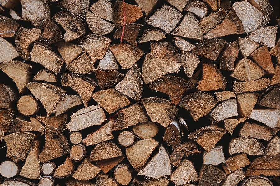 Split firewood stacked and ready to use